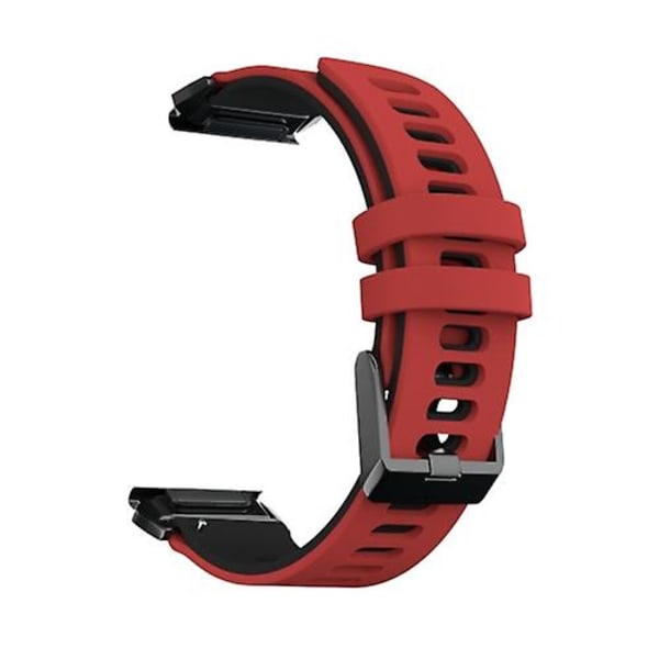 Til Garmin Fenix ​​6x To-farve Silikone Quick Release Urrem Red Black