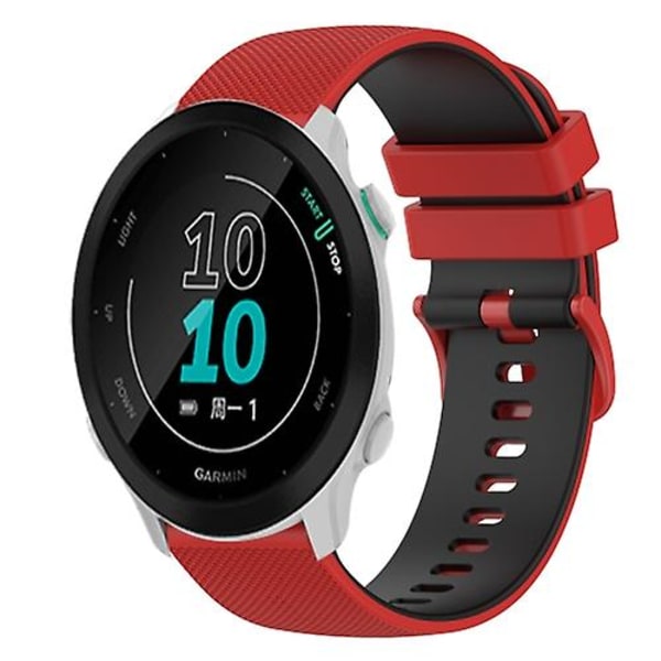 Til Garmin Forerunner 158 20 mm ternet tofarvet silikoneurrem Red-Black