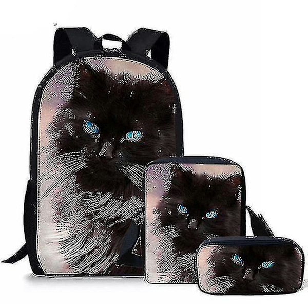 Djur Katt Tryck 3 st Flicka Pojke Skolväska Barn Kindergarten Ryggsäck Japansk Skolväska Student Bokväskor Barn Ryggsäck SHZNV 3 pcs