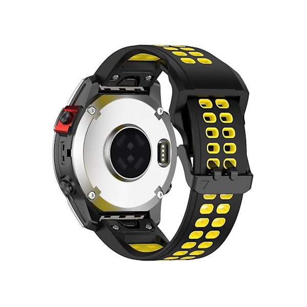 Rem til Garmin Descent G1/Coros Vertix 22Mm Quick Release Dobbelt Række Silikone Urrem Sort Gul