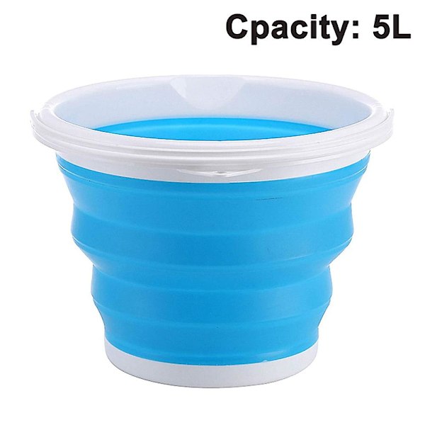 Collapsible Bucket With Handle Foldable Beach Toys Container Blue