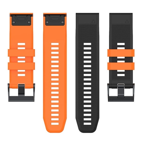 Til Garmin Fenix ​​7x tofarvet silikone urrem Black Orange