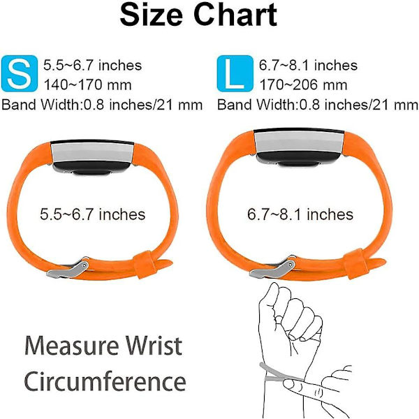 Udskiftningsbånd, der er kompatible med Fitbit Charge 2, Classic & Special Edition justerbare sportsarmbånd orange Small