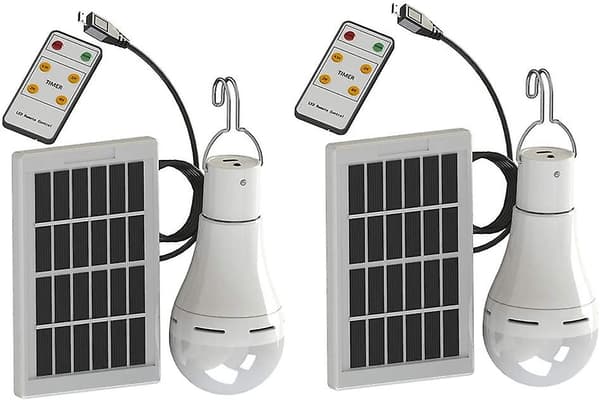 2-pak 9w solcelledrevet LED-pære, bærbar lanternelampe med panel
