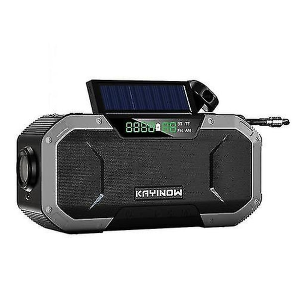 Nyeste praktiske Bluetooth-kompatible høyttaler Nød sol håndsveiv værradio Power Bank lader Flash Ligh