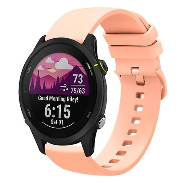 Til Garmin Forerunner 255s 18mm ensfarvet blød silikone urrem Pink