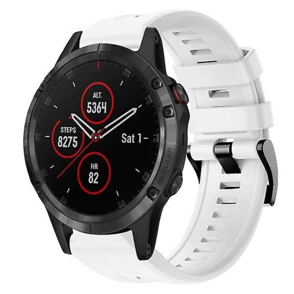 For Garmin Fenix ​​5 Plus metallspenne ensfarget silikonklokkerem White