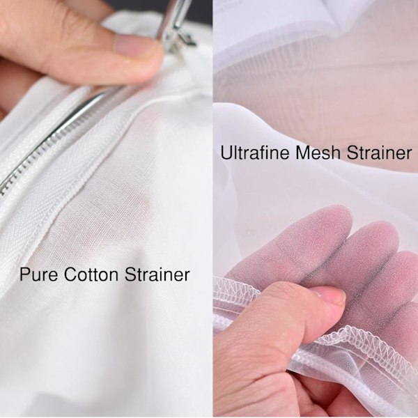 Pähkinämaitopussi jalustalla ja siiviläpusseilla - Uudelleenkäytettävä Pass Cloth