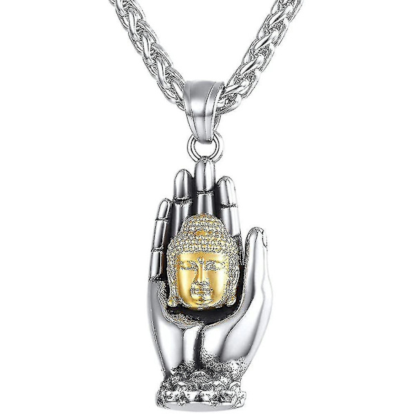 Buddha Halsband Handhänge Boys Rostfritt Stål Kedja Lycka Buddhism Present