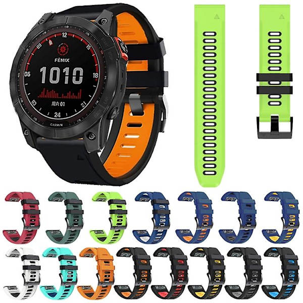 För Garmin Fenix ​​3 26mm silikon watch i två färger Orange-Black