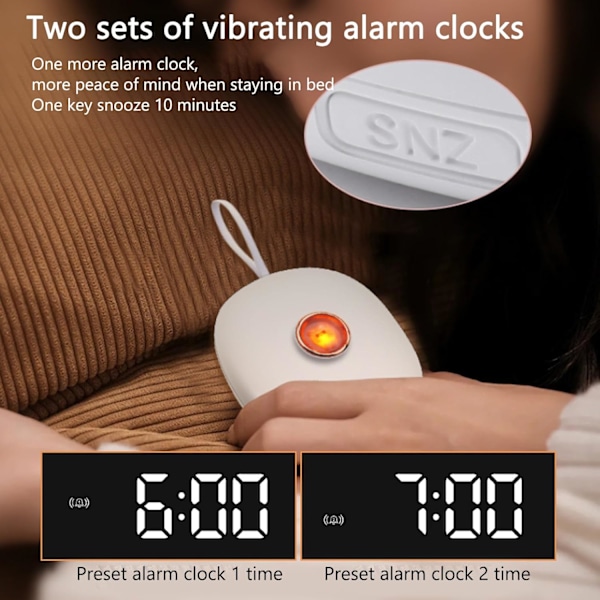 Vækkeur med LED-display & Lyspåmindelse 3 Niveauer Vibration
