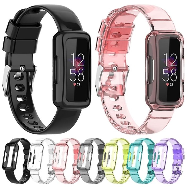 For Fitbit Inspire 3 Tpu integrert klokkebånd Transparent Yellow