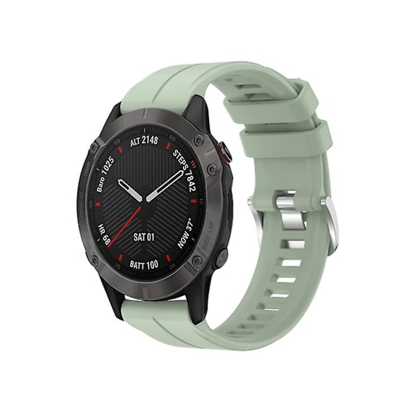Rem for Garmin Fenix 6 Sapphire Gps 22Mm Lysegrønn Ensfarget Silikonklokke Rem