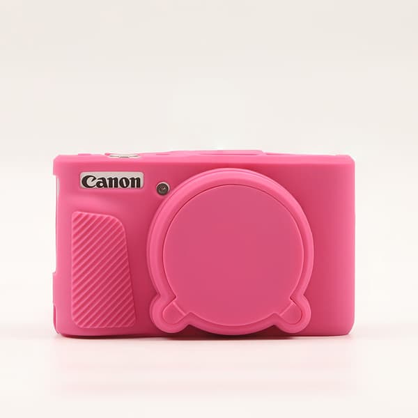 Silikonfodral för Canon PowerShot SX740/SX730 HS-kamera med avtagbart linsskydd, mörkrosa