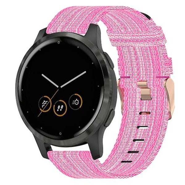 Til Garmin Vivoactive 4s 18mm nylonvævet urrem Pink