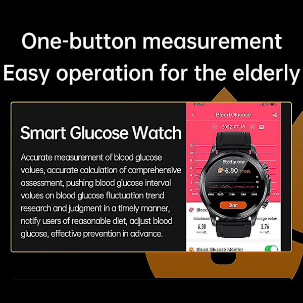 2022 Blodsocker Smart Watch Ecg+ppg Monitoring Blodtryck Kroppstemperatur Smartwatch Herr Ip68 Vattentät Fitness Tracker - Smart Watches Steel strip black