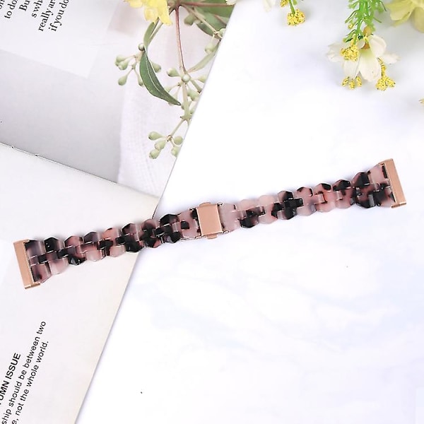 For Fitbit Versa 3 / Sense Universal Rhombus Resin Watch Band Tortoise Stone Flower