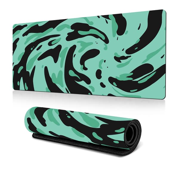 Vaskbar gamingmusemåtte med skridsikker gummibase, grøn sort/30x60x0.3cm