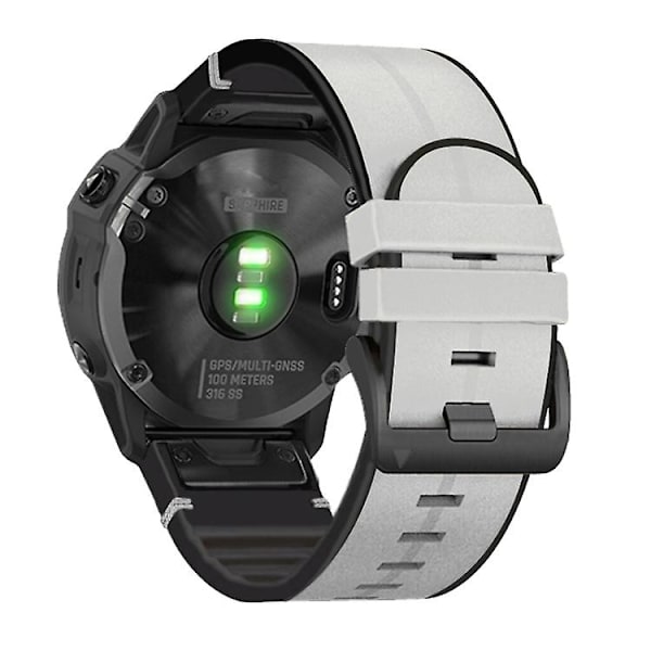 Til Garmin Fenix ​​7x Silikone + Læder Quick Release Urrem Light Grey