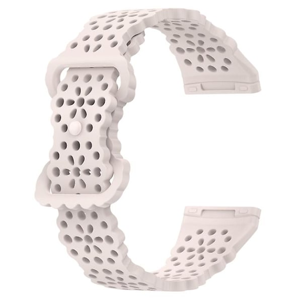 Til Fitbit Versa 4/3/Sense 1/2 Lace Hollowed Silicone Watch Band Official Moon White