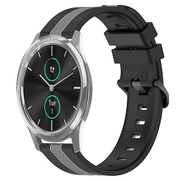 For Garmin Garminmove Luxe 20 mm vertikalt tofarget silikonklokkebånd Black-Grey