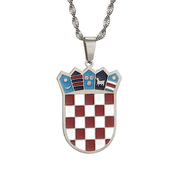 Kroatian lipun riipus kaulakoru naisille Kroatialainen koru Silver Plated