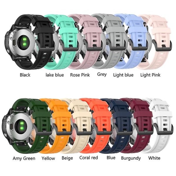 För Garmin Fenix ​​6s Pro Pure Color Silicone Watch Band Black