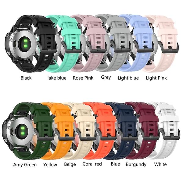 Til Garmin Fenix ​​6s Pro Pure Color Silikone urrem White