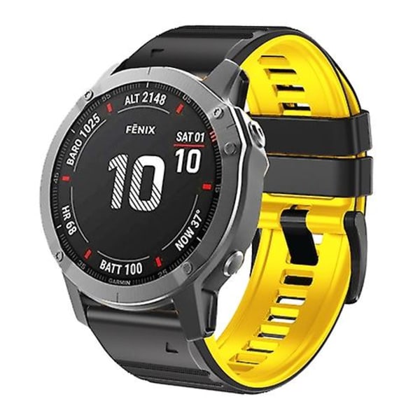 För Garmin Fenix ​​7/7x/6/6x/5/5x 22mm tvåfärgs watch Black Yellow