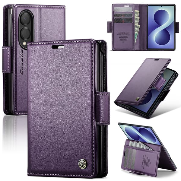 Etui til Samsung Galaxy Z Fold8, PU-læder med kortplads Purple