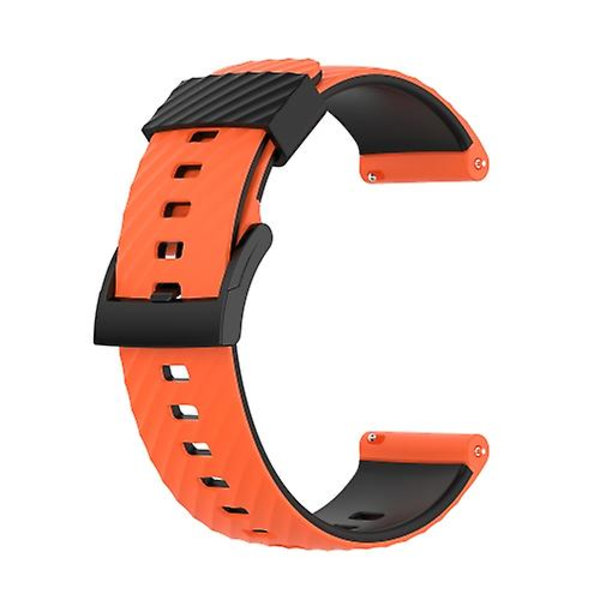 For Suunto 7 24 mm tofarget silikonklokkerem Orange Black