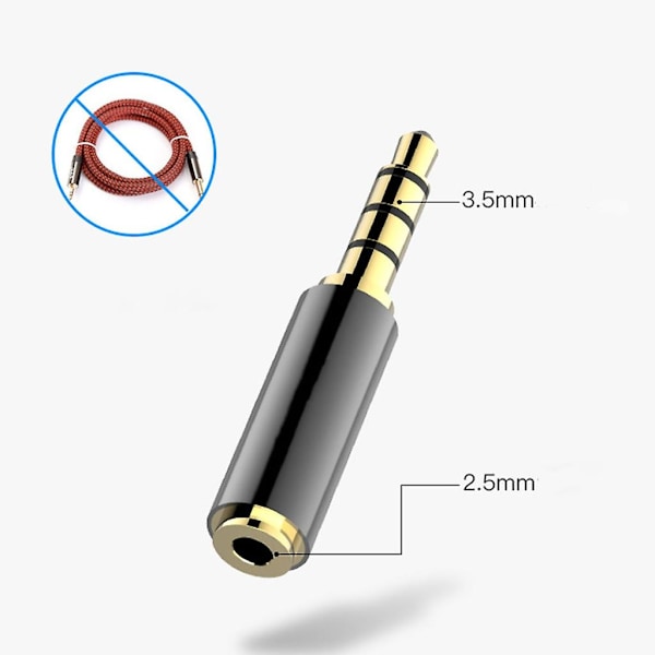 3,5 mm til 2,5 mm lyd stereoadapter Pluggkonverter hodetelefonadapter Bytt