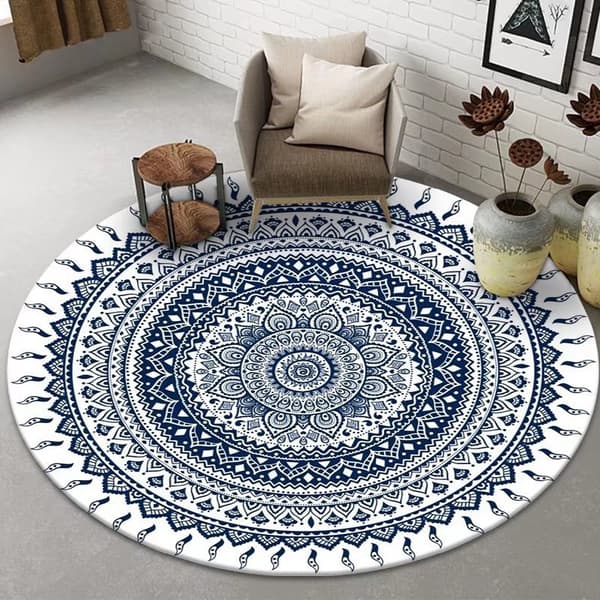 Boho rund matta, heminredningsmattor Halkfri och tvättbar för sovrum Badrum (Stil 10/40X40cm)