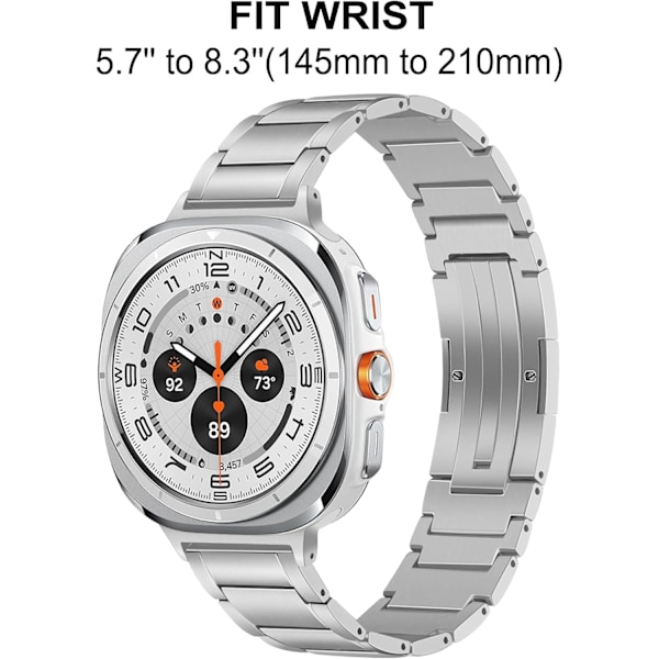 Titaniumsbånd til Galaxy Watch Ultra 47mm, One Click & No Gap Urrem Integreret Spænderem til Galaxy Watch Ultra 47mm (2024) Sølv