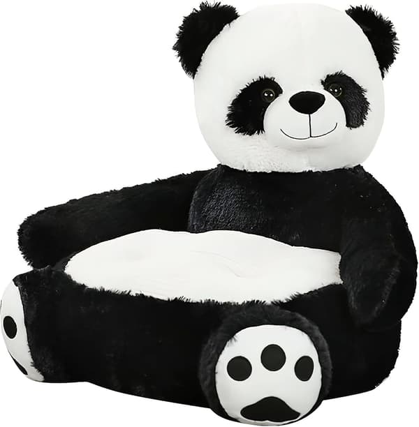 Barnesofa, myk og komfortabel plysjsofa, dekorasjon til barnerom (Panda)