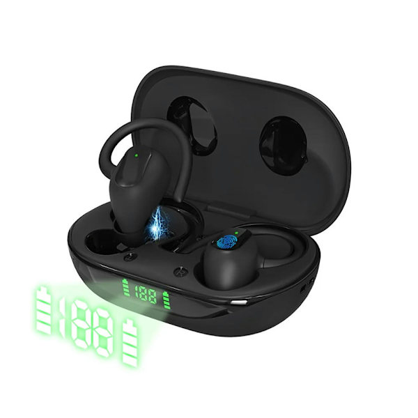 Sann trådlösa Bluetooth-hörlurar Vattentäta öronsnäckor med krok för iPhone Android-mobiltelefoner