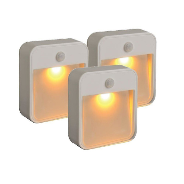 3 st Garderobsljus, Stick-anywhere rörelsesensorljus, trappljus, stegljus, sladdlös batteridriven led nattlampa, säkra lampor för sovrum, Ki
