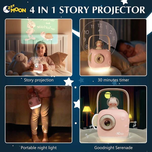 Historieprojektor til børn, pædagogisk legetøj til 2 3 4-årige piger og drenge Fødselsdagsgaver, projektorhistoriebog til børn Småbørnspigegaver Alder 2 3 4