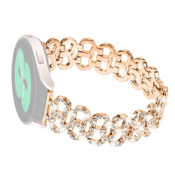 Til Huawei Watch 2/GT 2 42mm/GT 3 42mm Rhinestones Dekoreret Kalebasformet Ur Rem I Legering - Sort Pink gold