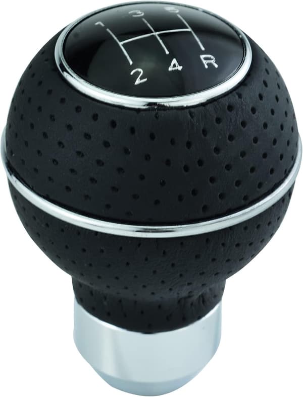 Speed Ball Læder Gear Knob til Manuel Automatiske Køretøjer (Sølv)