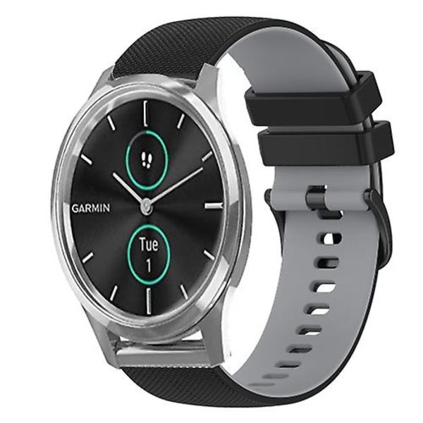För Garmin Vivomove Luxe 20 mm rutigt tvåfärgat watch Black-Grey
