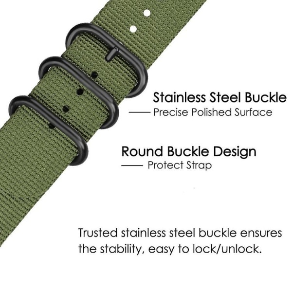 Til Garmin Fenix ​​7x tre-rings stålspænde nylonurrem Army Green