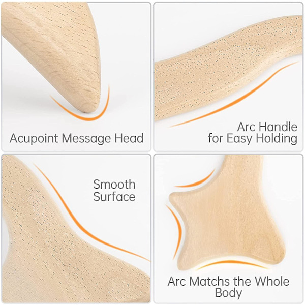 Træ Gua Sha Værktøjer - Anti Cellulite Terapi Lymfedrænage Padle Massage