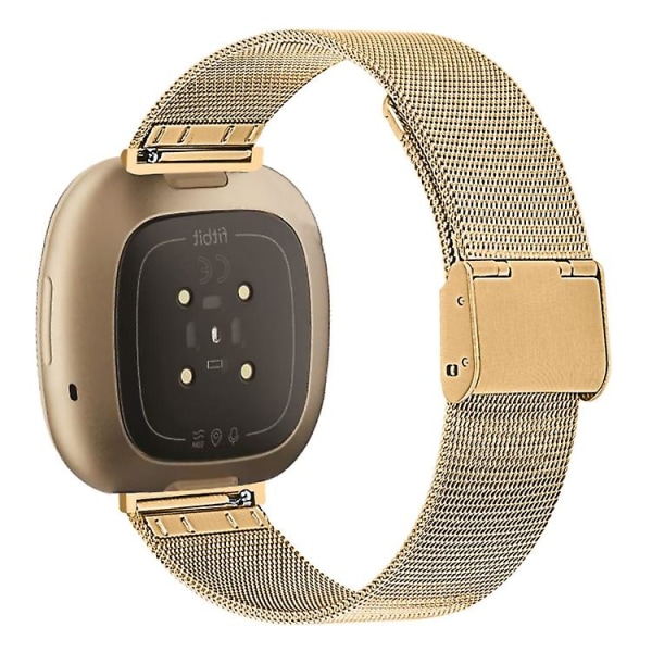 Til Fitbit Versa 3 / Sense Milan Buckle Metal Watch Band Gold
