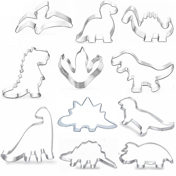 Dinosaur-formet kageudstikker, fondant-formet kageudstikker til børns bagning af småkager 11pcs