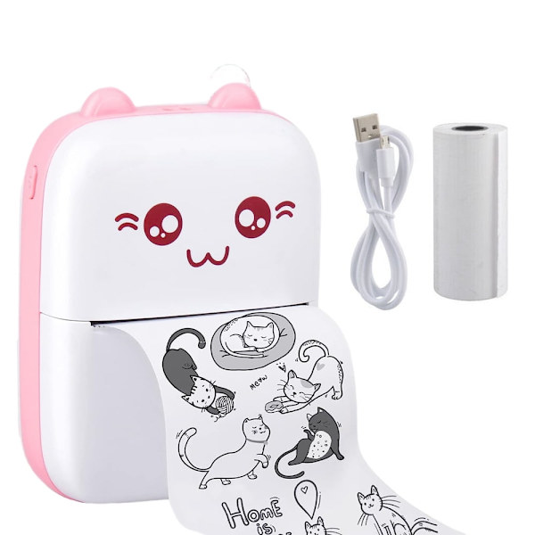 Mini Bærbar Printer, Trådløs Bluetooth Termisk Lommeprinter til iOS og Android Pink