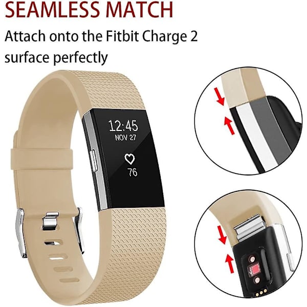 Udskiftningsbånd, der er kompatible med Fitbit Charge 2, Classic & Special Edition justerbare sportsarmbånd Tan Large