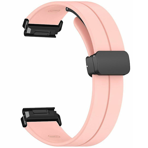 Til Garmin Fenix 7 / 6 / 5 22mm Rem til håndled Fleksibelt silikoneur med magnetisk spænde Pink
