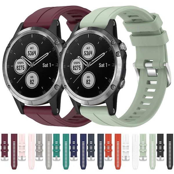 Til Garmin Fenix ​​5 Plus 22 mm ensfarvet silikoneurrem Burgundy