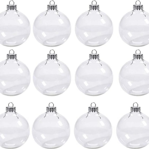 36st genomskinlig plast kula grannlåt sfär fyllbar julgran prydnad Xmas 54pcs